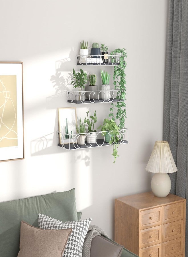PHAREGE Moon Phase Floating Shelves Black Silver, Set of 3 Small Decorative Wall Shelves for Book Plant Storage, Crystal Figurine Collectibles Display Shelf for Bedroom Kid Room - Image 5